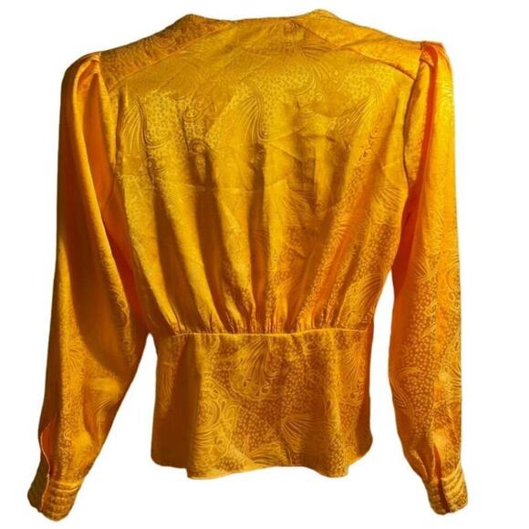 Ronny Kobo - Gold V-neck long sleeve cinched wrap blouse  - Medium - Picture 2 of 4
